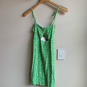 green floral dress from Bershka.